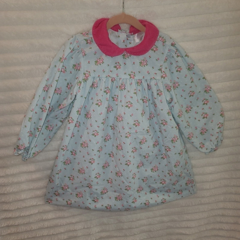 Eliza James kids peter pan collar pink and blue floral dress size 5t
